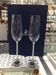 SET OF 2 Swarovski Champagne Toasting Flutes